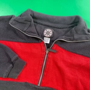 Compass Rose Adult L Pullover Sweatshirt Color Block Quarter‎ Zip Black Red